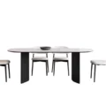Modern Orbis Dining Set with oval table and six padded chairs