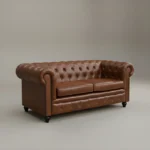 Saddle Brown Chesterfield Leather Sofa