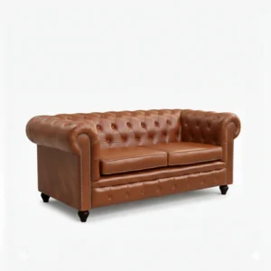 angled view of 2 seater leather sofa