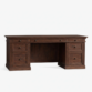 angled view of dark walnut executive desk