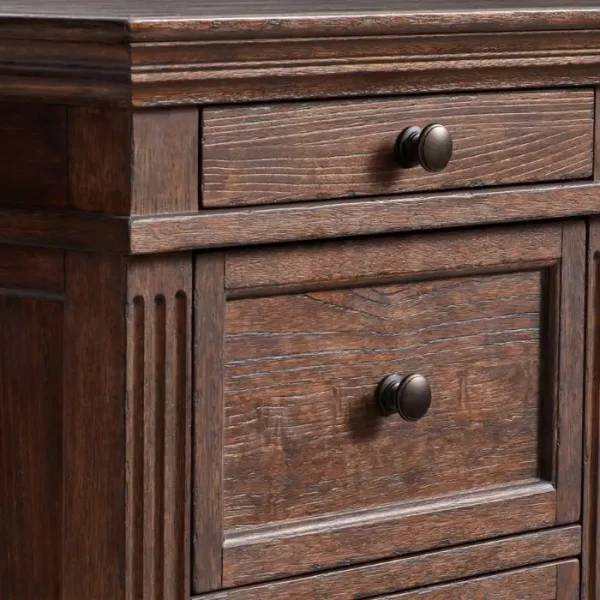 Stalwart Executive Desk - Dark Walnut (10)_ close view showing grainy texture of drawers