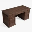 upper angled view of dark walnut desk