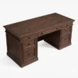 upper angled view of dark walnut desk