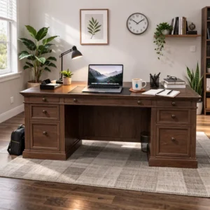 executive desk in simple office background