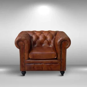 Saddle Brown Chesterfield Leather Sofa