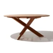 Wooden dining table in white background.