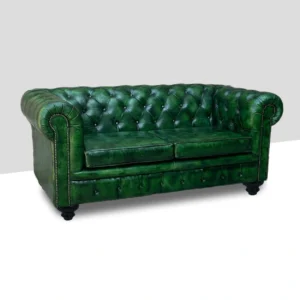 Jade Green Chesterfield Leather Sofa