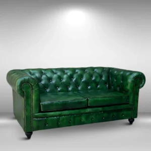 Jade Green Chesterfield Leather Sofa