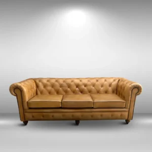 Tuscan Gold Chesterfield Leather Sofa