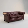 cherry red chesterfield in studio image
