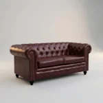 Cherry Red Chesterfield Leather Sofa