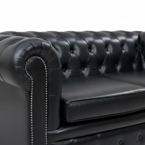 Coal Prestige Chesterfield Leather Sofa - 2 seater cushioned (6) Coal Prestige Chesterfield Leather Sofa - 2 seater cushioned (6)