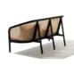 Elaila Cane Sofa – Modern wooden frame sofa with cane back and upholstered cushions
