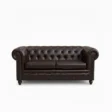 front view of dark brown chesterfield sofa