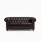 front view of dark brown chesterfield sofa