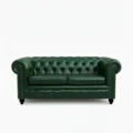 front view of 2 seater green sofa