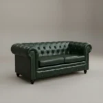 Jade Green Chesterfield Leather Sofa