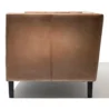 Side view of brown Lavender Pure Leather Sofa with sleek black wooden legs