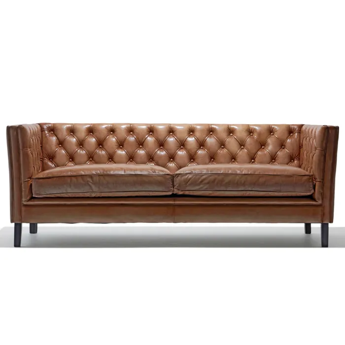 Lavender Pure Leather Sofa Front