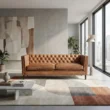 Lavender Pure Leather Sofa with background