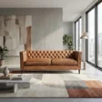 Lavender Pure Leather Sofa with background