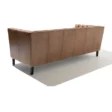 Back view of brown Lavender Pure Leather Sofa with vertical stitched panels and black wooden legs