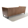 Back view of brown Lavender Pure Leather Sofa with vertical stitched panels and black wooden legs