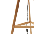 Elegant wooden tripod floor lamp with a woven rattan shade, perfect for adding warmth to any room.