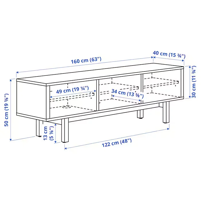 Tench TV Console dimensions - Modern wooden TV unit with storage, perfect for home entertainment setup