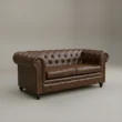 Wellington Chesterfield Leather Sofa in studio background