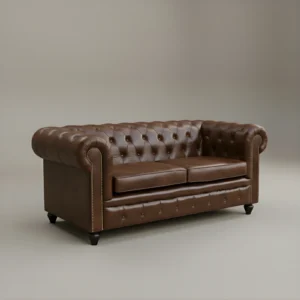 Wellington Chesterfield Leather Sofa in studio background