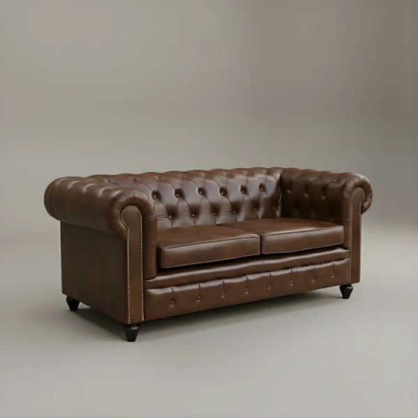 Wellington Chesterfield Leather Sofa in studio background