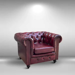 Cherry Red Chesterfield Leather Sofa