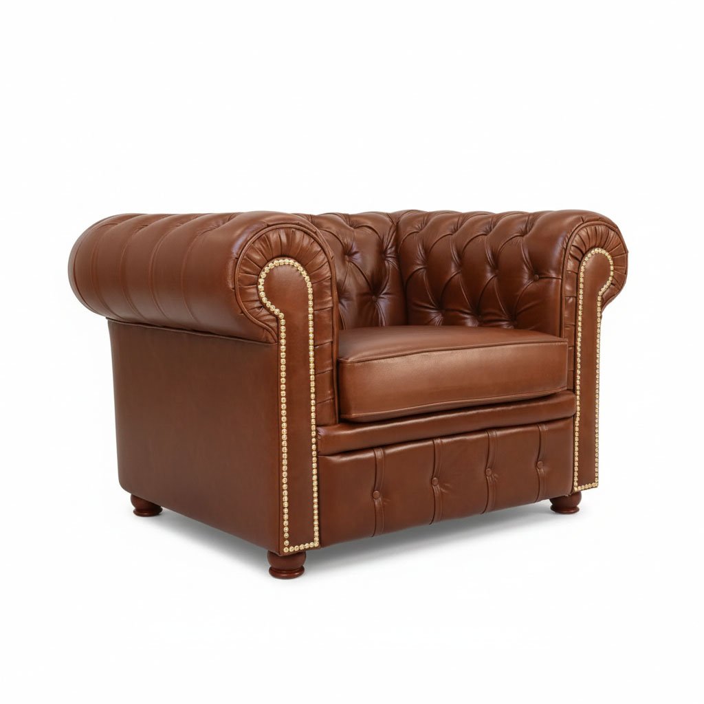 single seater chesterfield sofa angled view