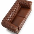 upper angled view of leather sofa
