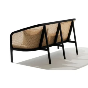 Elaila Cane Sofa 3-seater in black frame back view