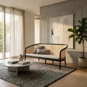 Elaila Cane Sofa 3-seater in black frame