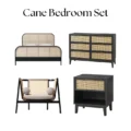 Cane Bedroom Set Collection image featureing bed, side drawer, dresser and Chairs