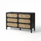 Angled view of black dresser in white backgound