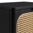 close view of black side table edge