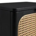 close view of black side table edge