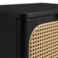 close view of black side table edge