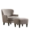 Cloudhaven Boucle Chair with Ottoman featuring soft boucle upholstery and birch wood legs, perfect for modern living spaces in Pakistan and UAE.