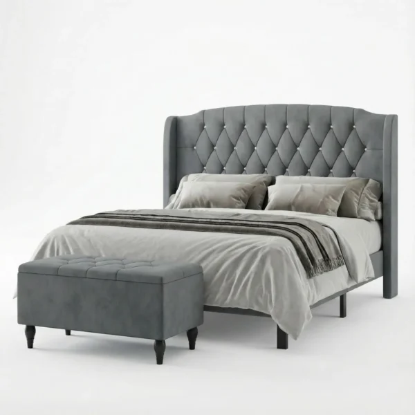 Gemini_Generated_Image_5ixgpv5ixgpv5ixg upholstered bed angled view with matching ottoman