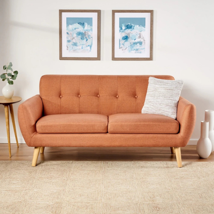 Joseph Mid Century Sofa - A classic vintage-inspired sofa with elegant design, perfect for small living rooms in Pakistan. Crafted for timeless appeal and premium comfort.