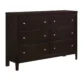 wooden dresser in dark brown showing 6 drawers