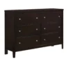 wooden dresser in dark brown showing 6 drawers