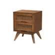 Wooden side table with 2 drawers in white background