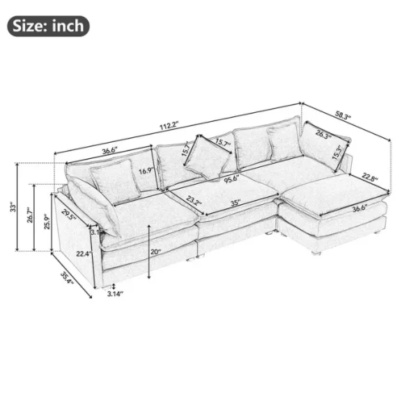 Amore Upholstered Sofa - Dimension Guide with Measurements Amore Upholstered Sofa - Dimension Guide with Measurements
