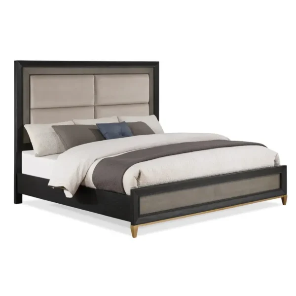 angled view of modern bedroom in a white background